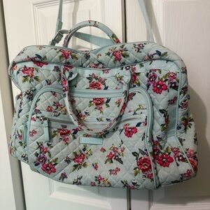 Vera Bradley Iconic Grand Weekender Travel Tote Bag, Water Bouquet, 16”x12”x5”